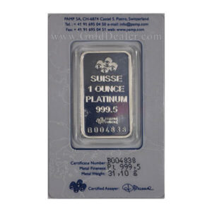 Alternative view of PAMP Suisse Platinum Bar 1 oz