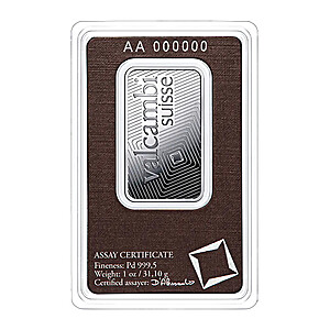 Valcambi Suisse Palladium Bar 1 oz